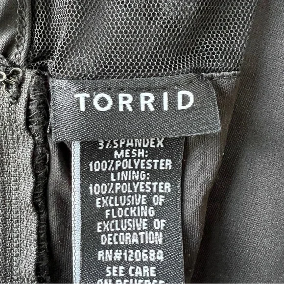 Torrid Peplum Top Womens 1X Black Mesh Polka Dot Sweetheart Gothic Retro Plus - Picture 8 of 10